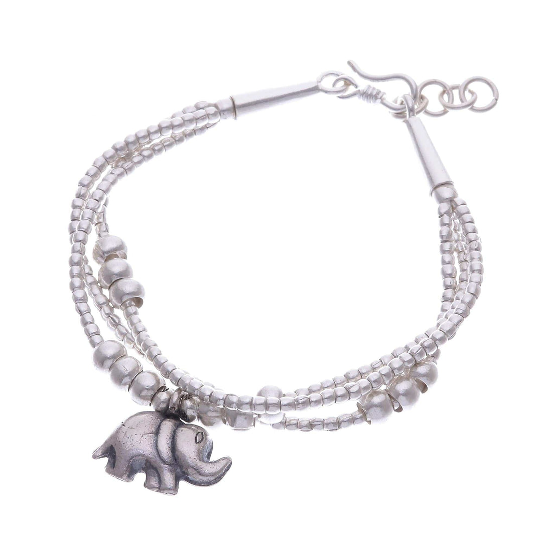 Thai Karen Hill Tribe Silver Elephant Bracelet - Little Karen Elephant