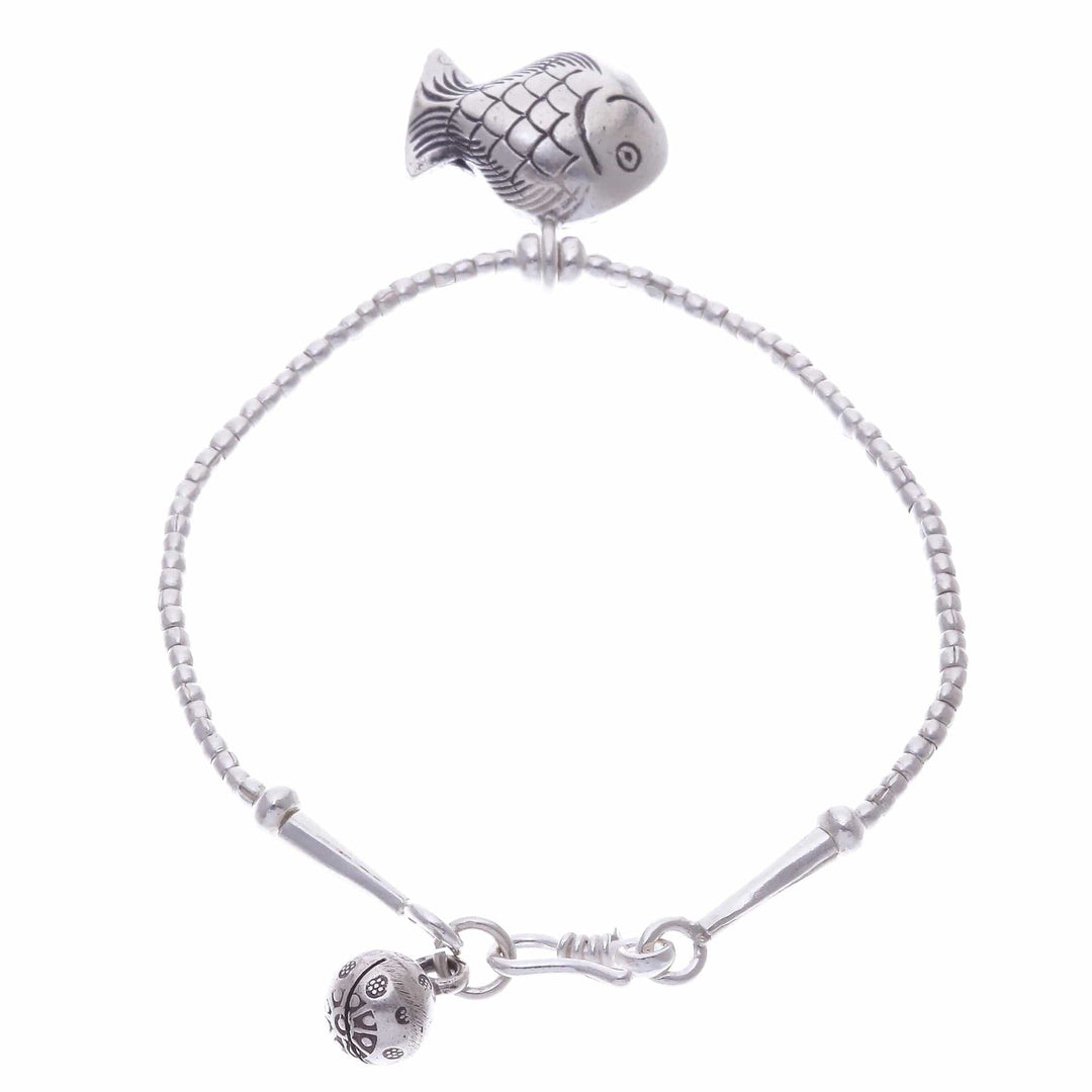 Karen Hill Tribe Silver Goldfish Bracelet with Ringing Bells - Singing Hill Tribe Goldfish