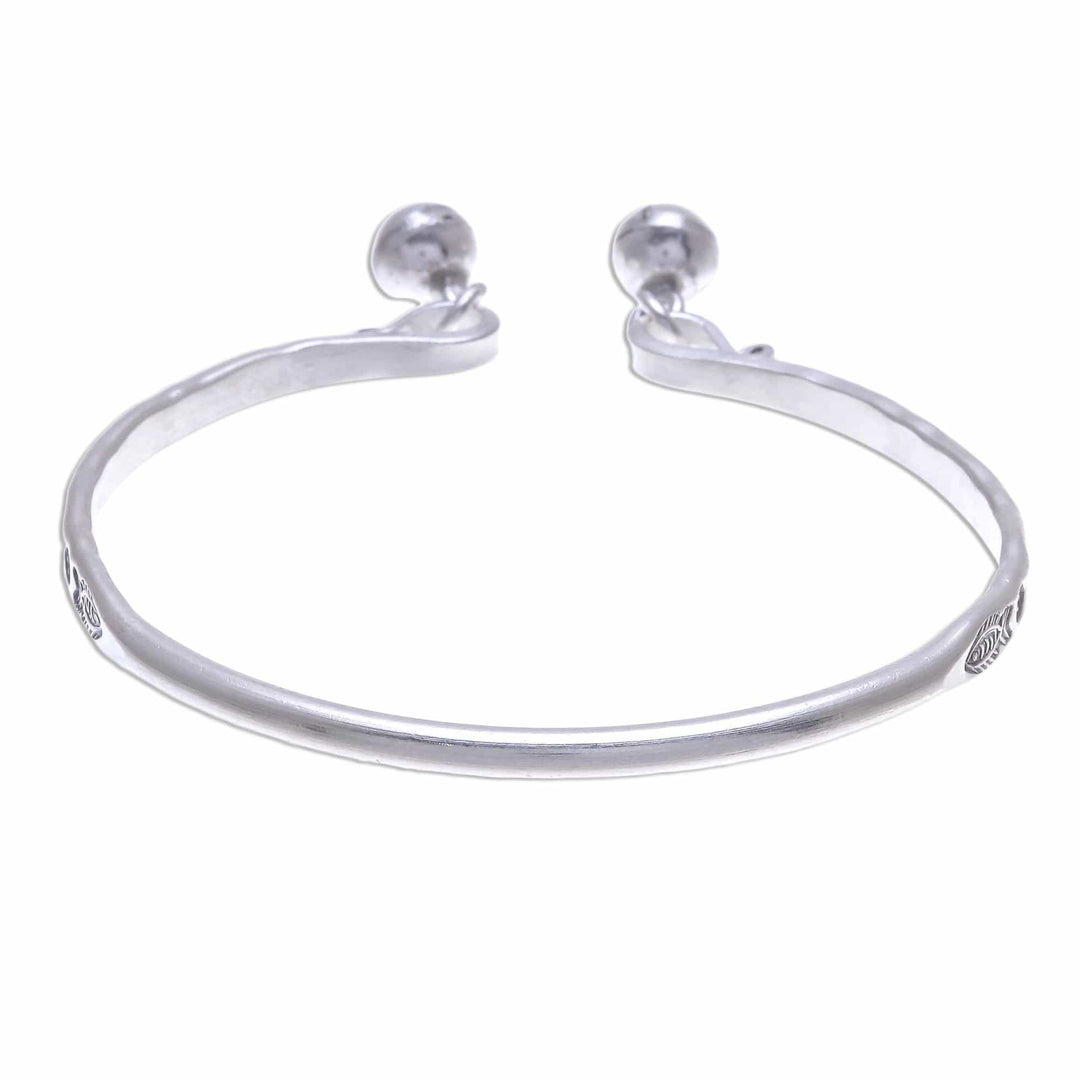 Sterling Cuff Bracelet with Thai Karen Hill Tribe Bells - Song of the River