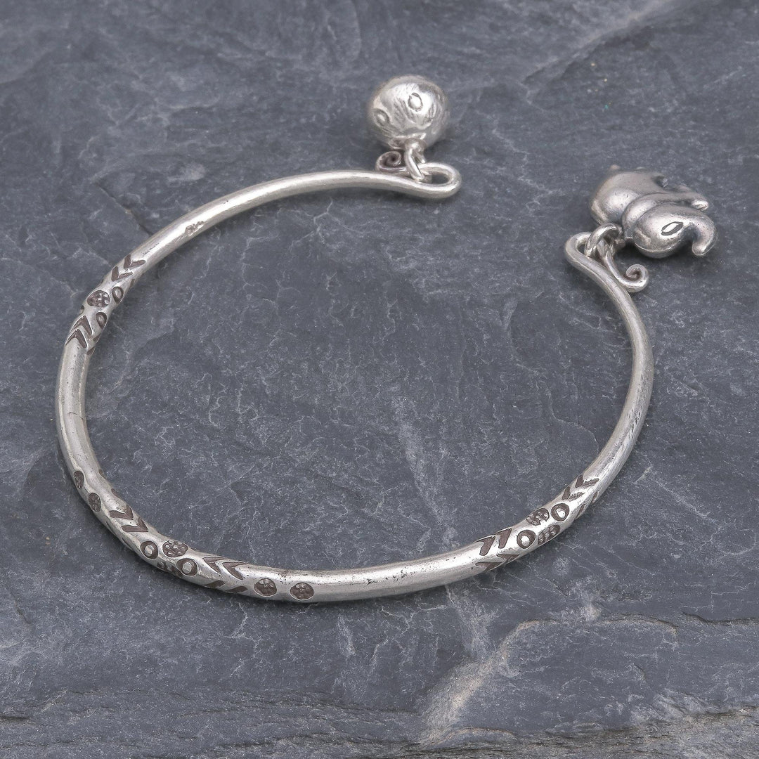 Elephant Cuff 2024 Bracelet | Thai Karen Hill Tribe Silver | Hand Hammered 98.5% Silver