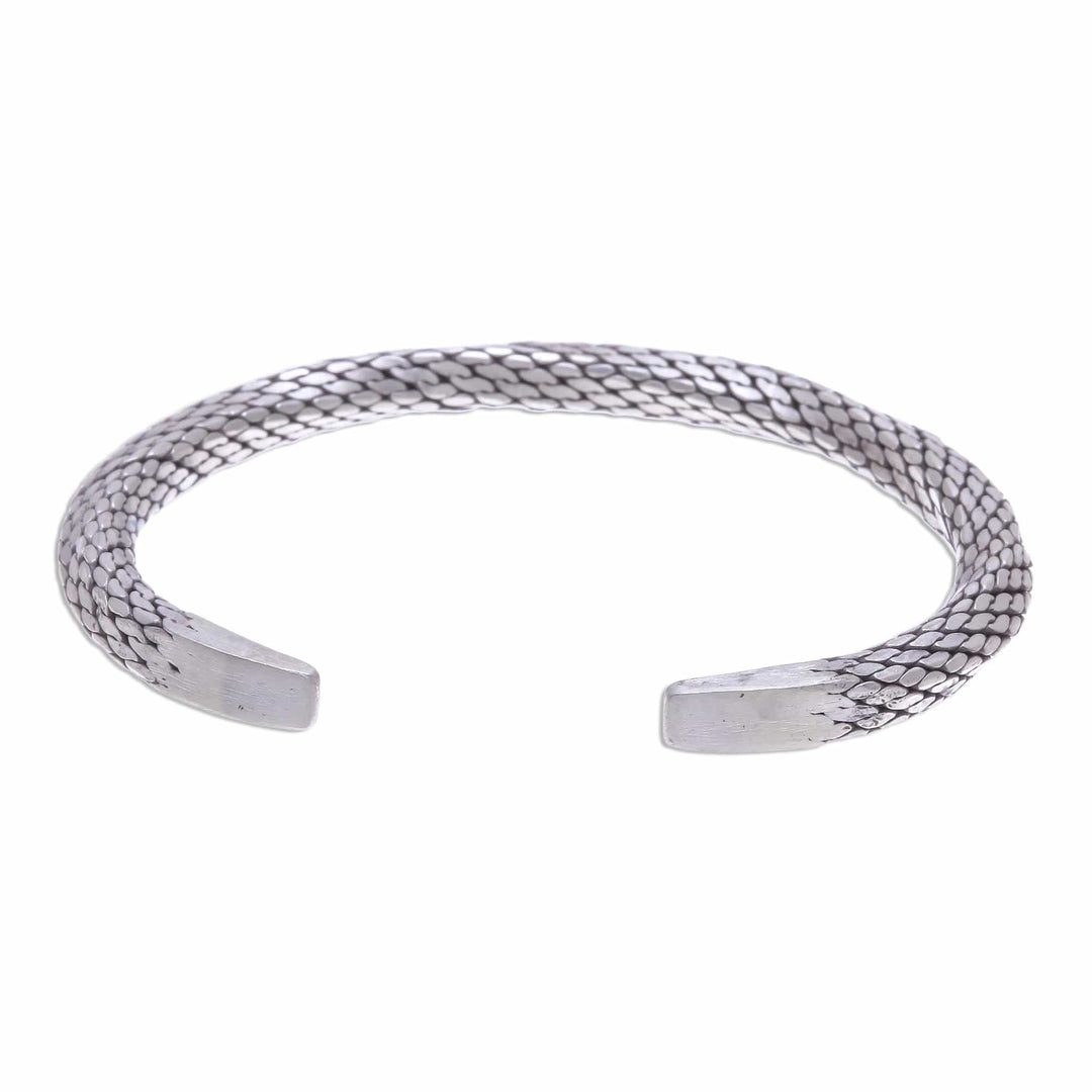 Braided Unisex Sterling Silver Cuff Bracelet from Thailand - Wise Serpent
