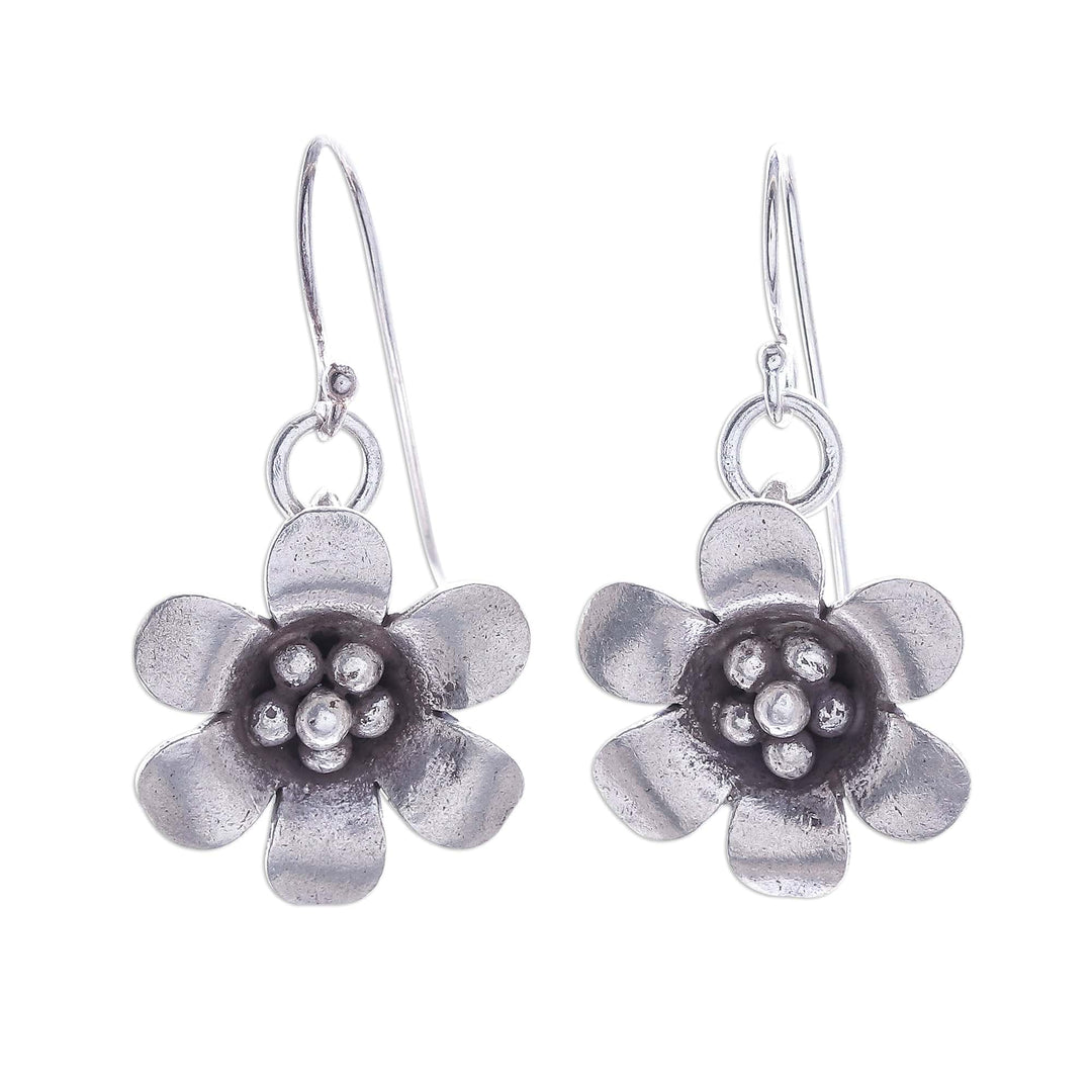 Karen Hill Tribe Silver Daisy Flower Dangle Earrings - Delightful Daisy