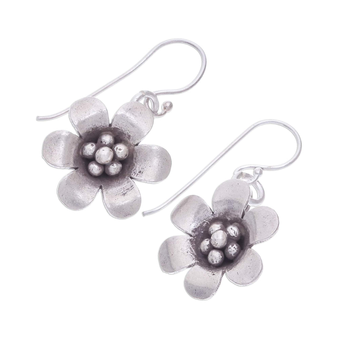 Karen Hill Tribe Silver Daisy Flower Dangle Earrings - Delightful Daisy