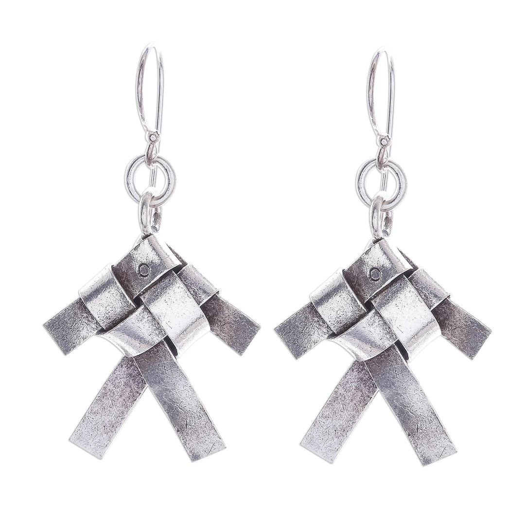 Karen Hill Tribe Silver Woven Fish Dangle Earrings - Woven Fish