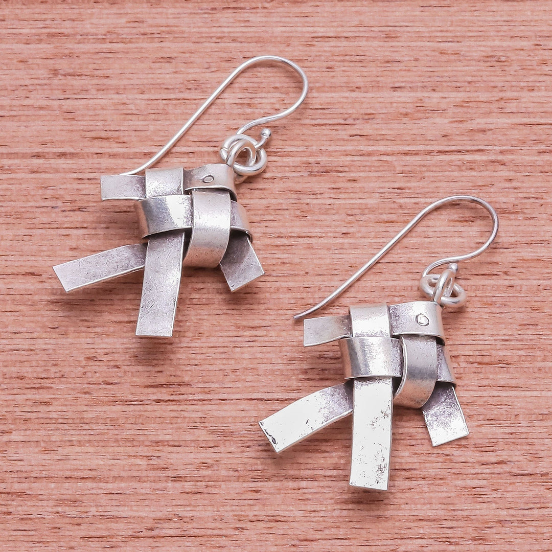 Karen Hill Tribe Silver Woven Fish Dangle Earrings - Woven Fish