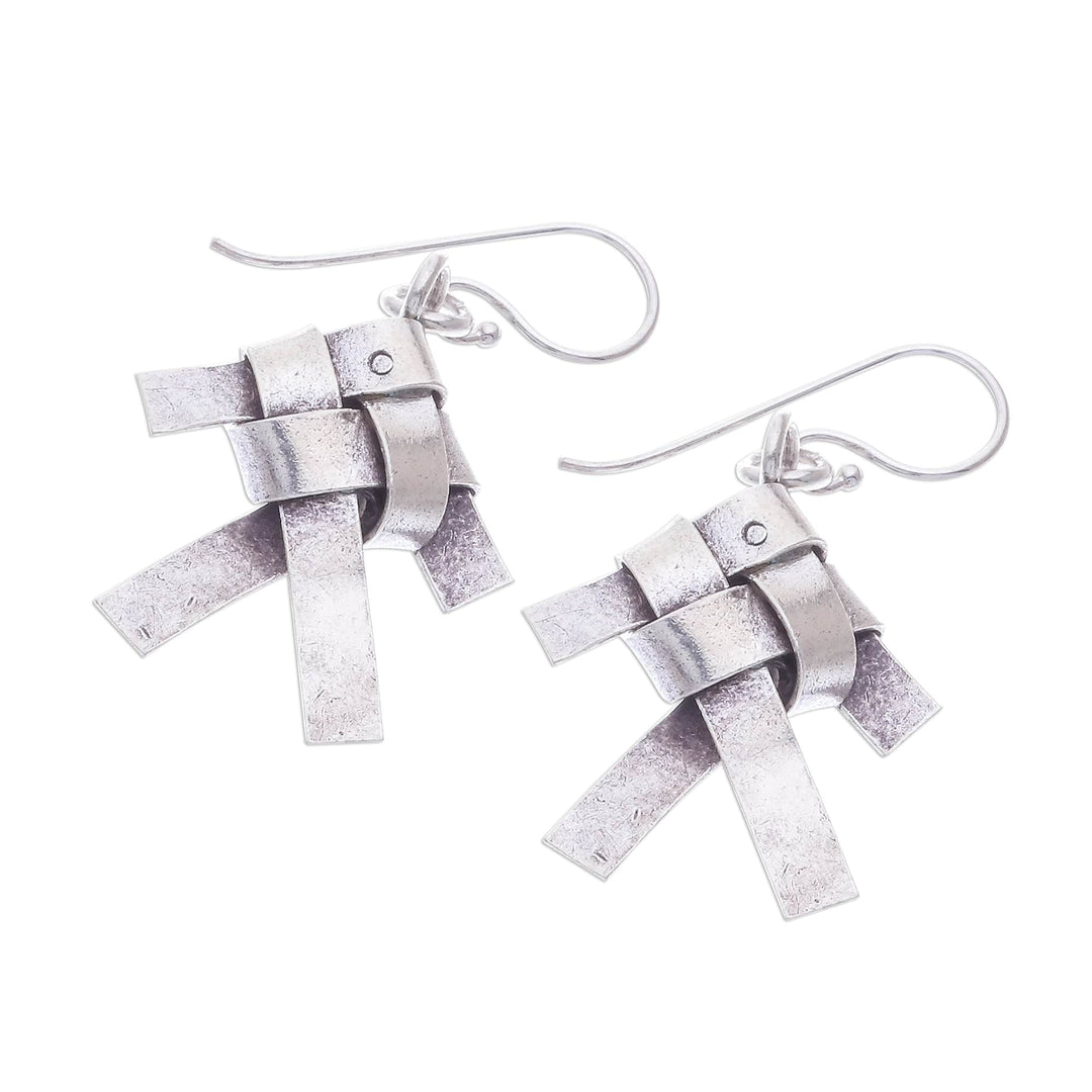 Karen Hill Tribe Silver Woven Fish Dangle Earrings - Woven Fish
