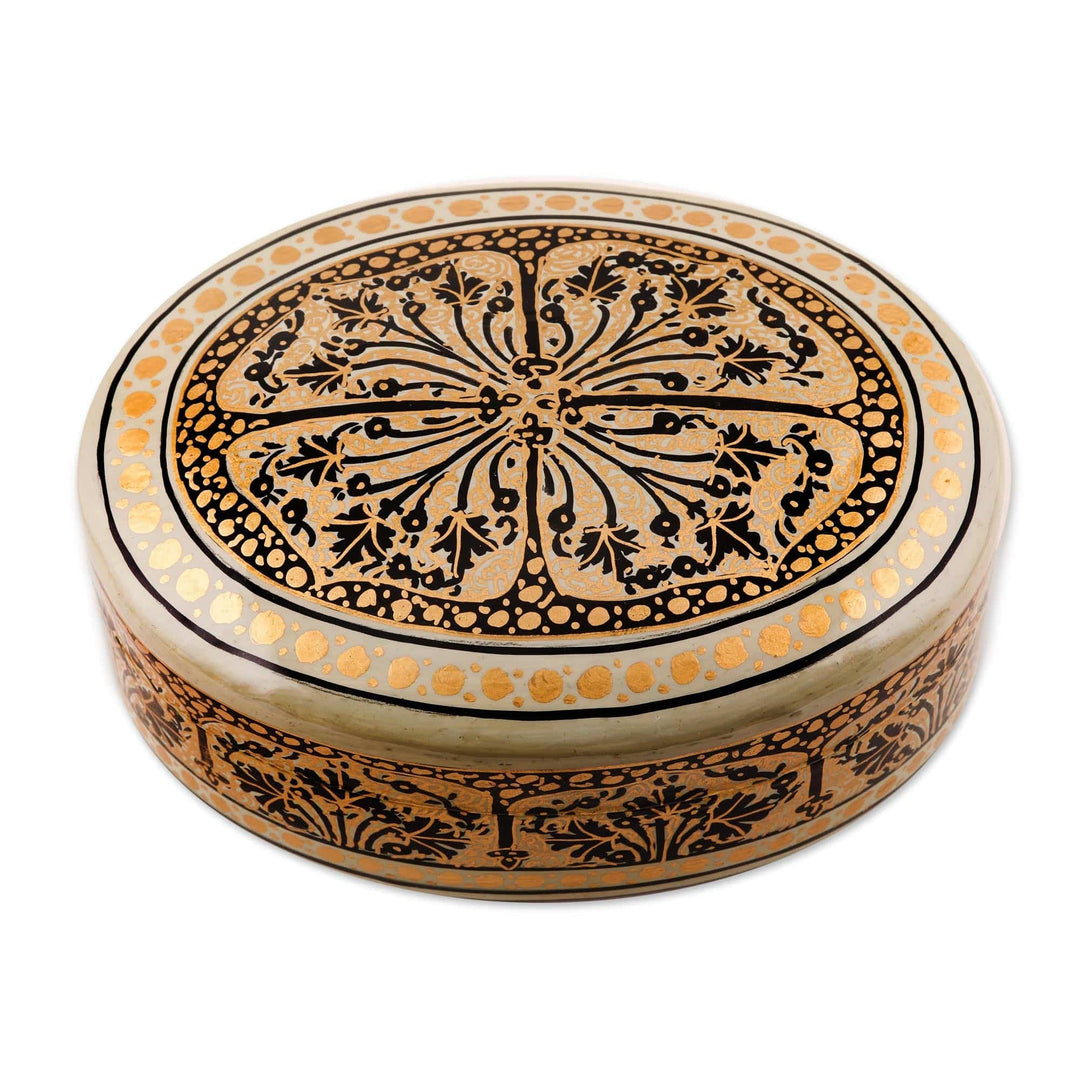 Oval Wood and Papier Mache Decorative Box - Srinagar Grandeur