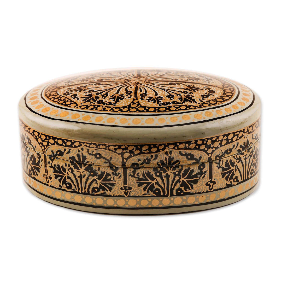 Oval Wood and Papier Mache Decorative Box - Srinagar Grandeur