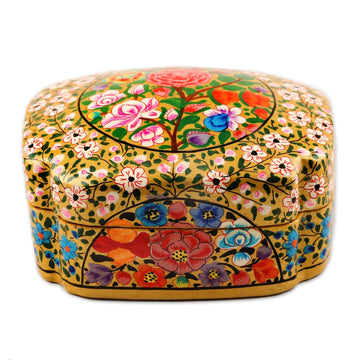 Velvet-Lined Floral Decorative Box - Kashmir Garland