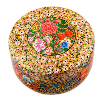 Floral Decorative Papier Mache Box from India - Kashmir Blooms