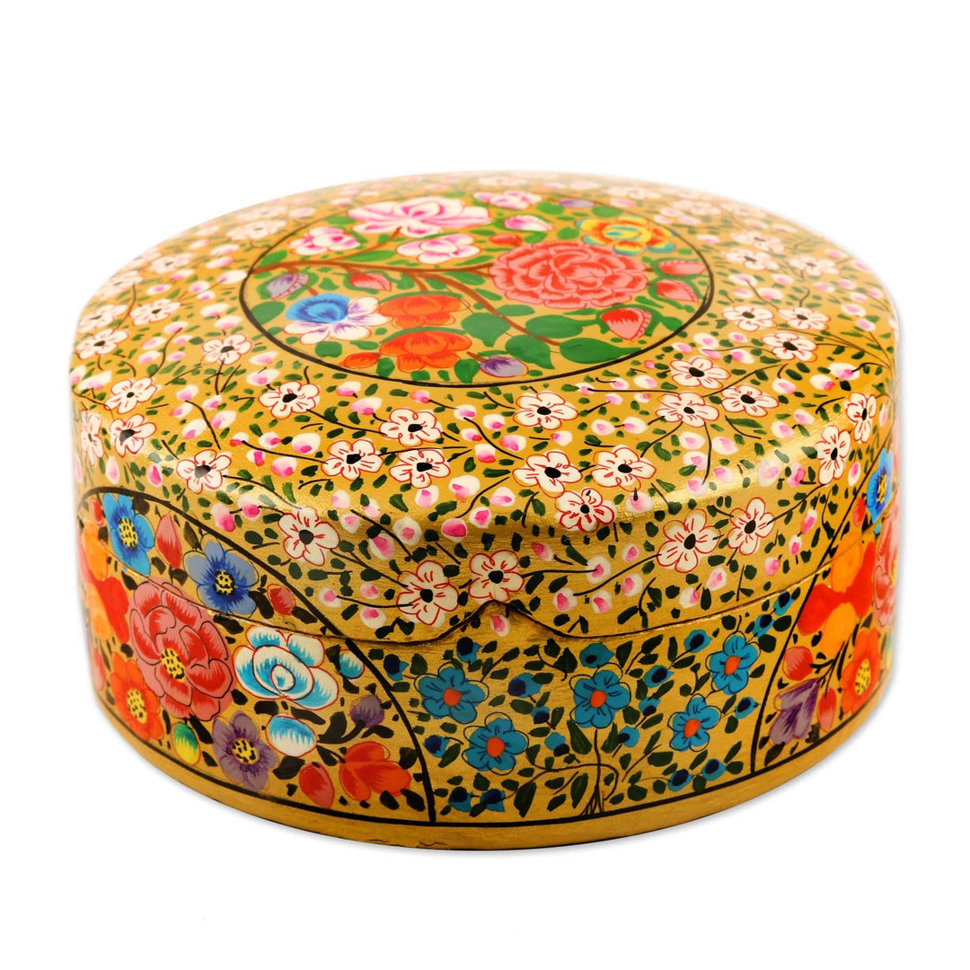 Floral Decorative Papier Mache Box from India - Kashmir Blooms