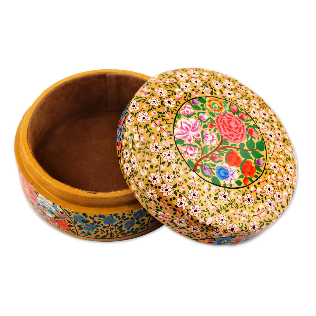 Floral Decorative Papier Mache Box from India - Kashmir Blooms