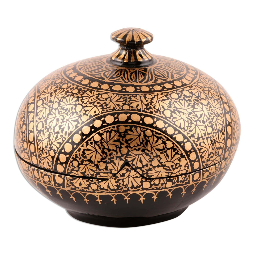 Round Hand Painted Papier Mache Box (4 Inch) - Kashmir Distinction