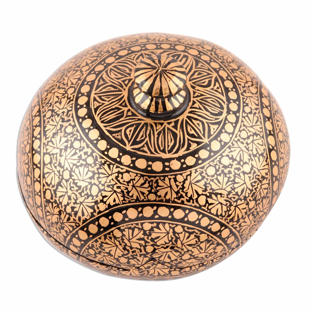 Round Hand Painted Papier Mache Box (4 Inch) - Kashmir Distinction