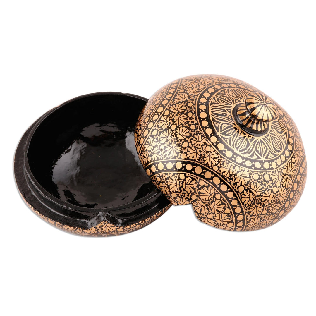 Round Hand Painted Papier Mache Box (4 Inch) - Kashmir Distinction