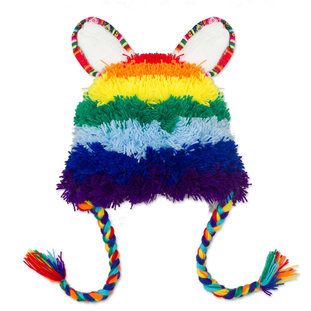 Hand-Crocheted Rainbow Llama Hat Crafted in Peru - Rainbow Llama