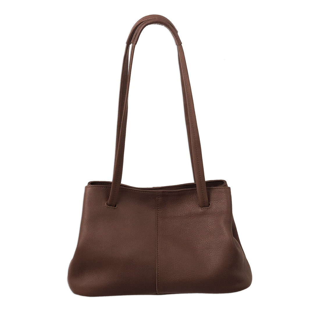 Versatile Hand Crafted Brown Leather Shoulder Bag - Stylish in Brown