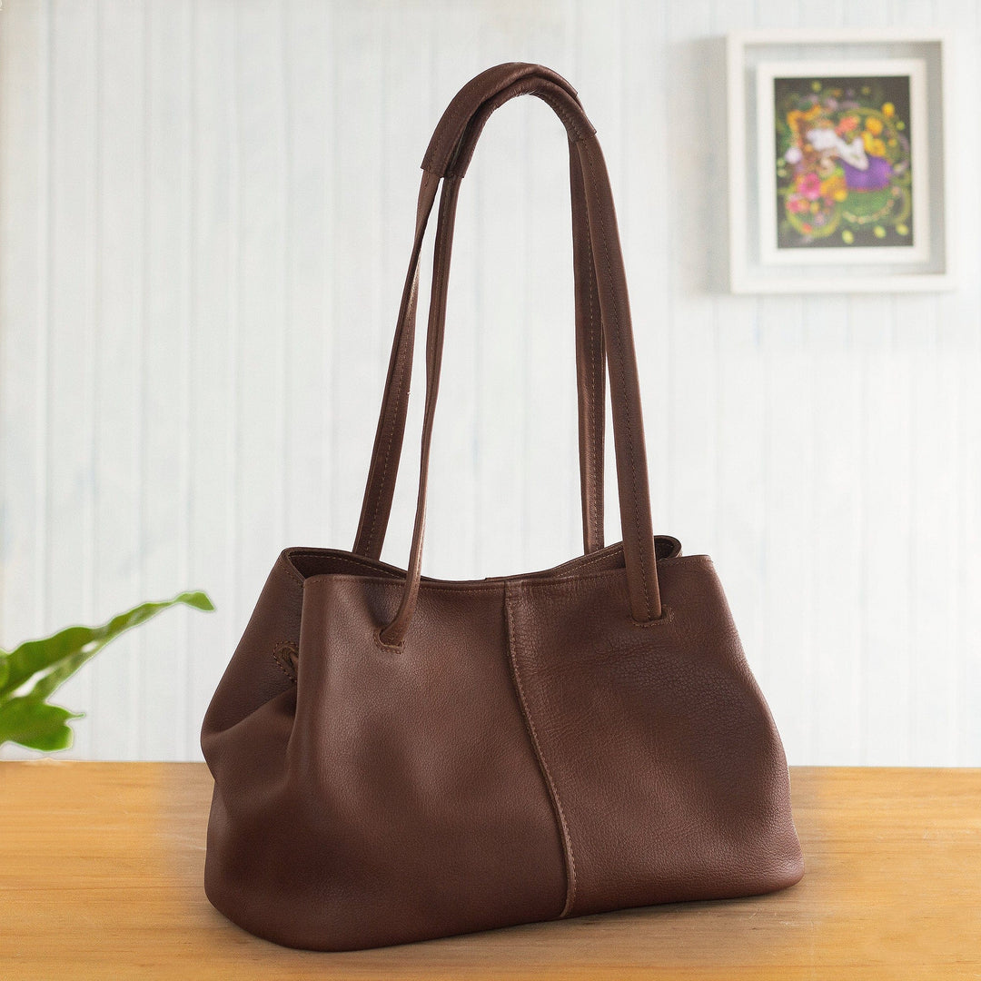 Versatile Hand Crafted Brown Leather Shoulder Bag - Stylish in Brown