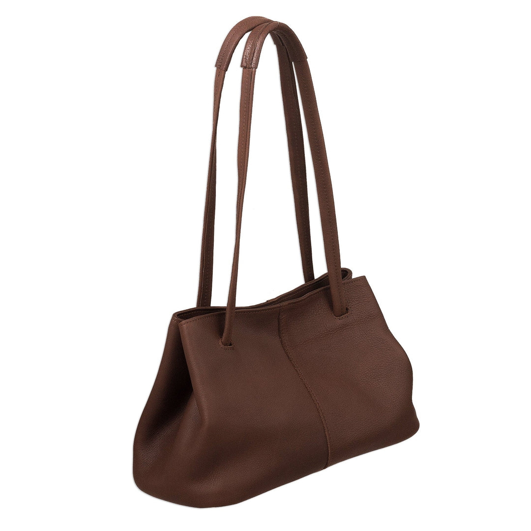 Versatile Hand Crafted Brown Leather Shoulder Bag - Stylish in Brown