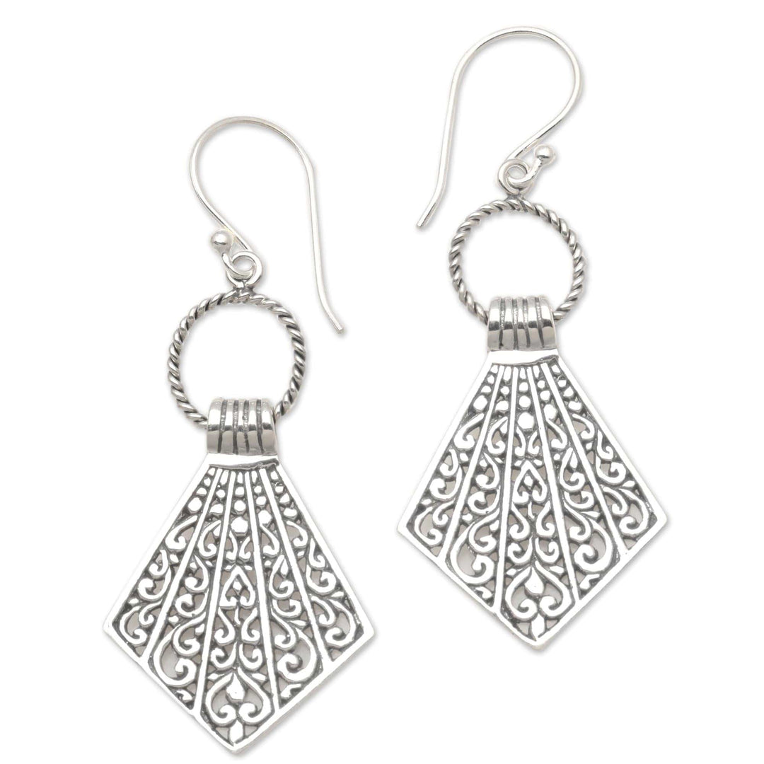 Balinese Sterling Silver Dangle Earrings - Lamak Flags