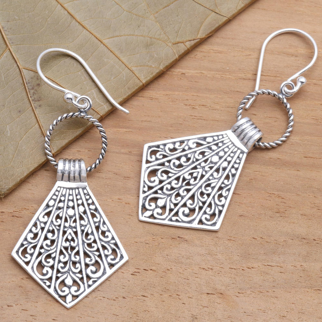 Balinese Sterling Silver Dangle Earrings - Lamak Flags