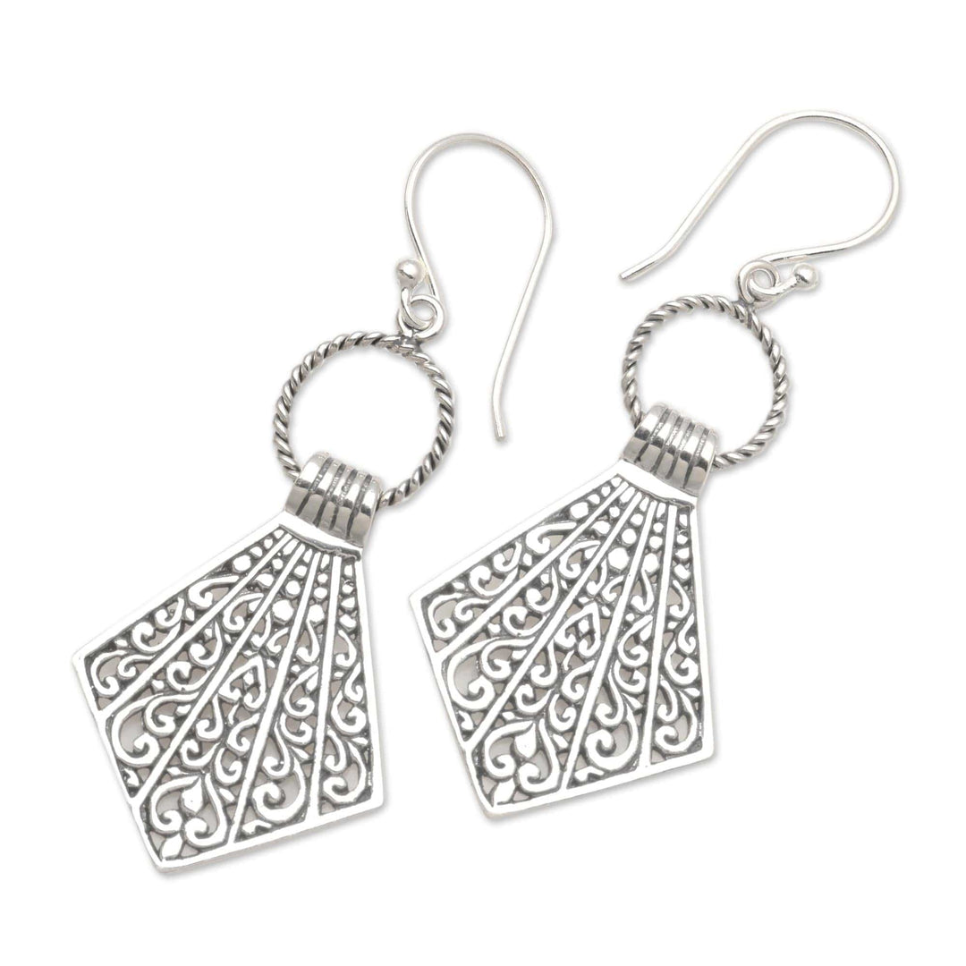 Balinese Sterling Silver Dangle Earrings - Lamak Flags