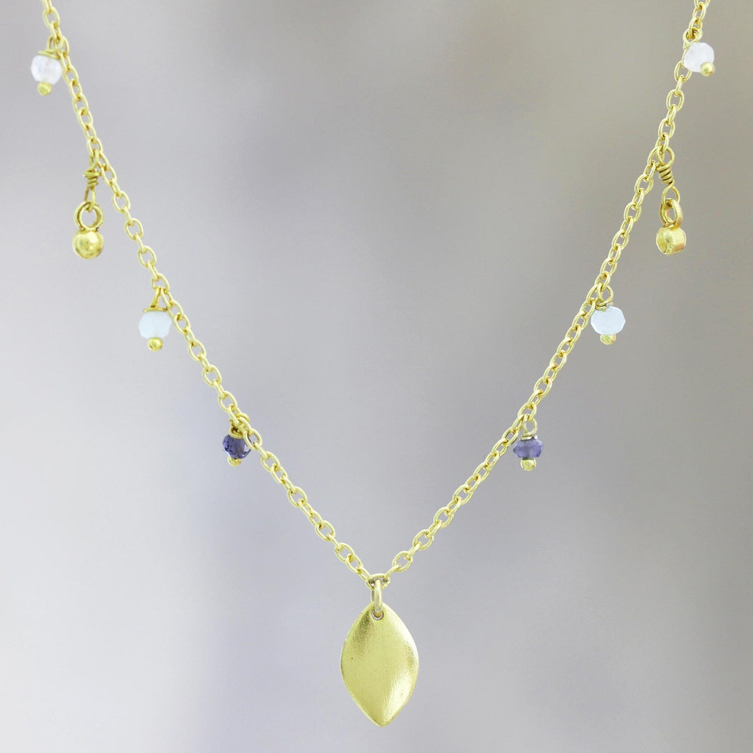 22k Gold Plated Chalcedony Pendant Necklace - Jhalana Joy