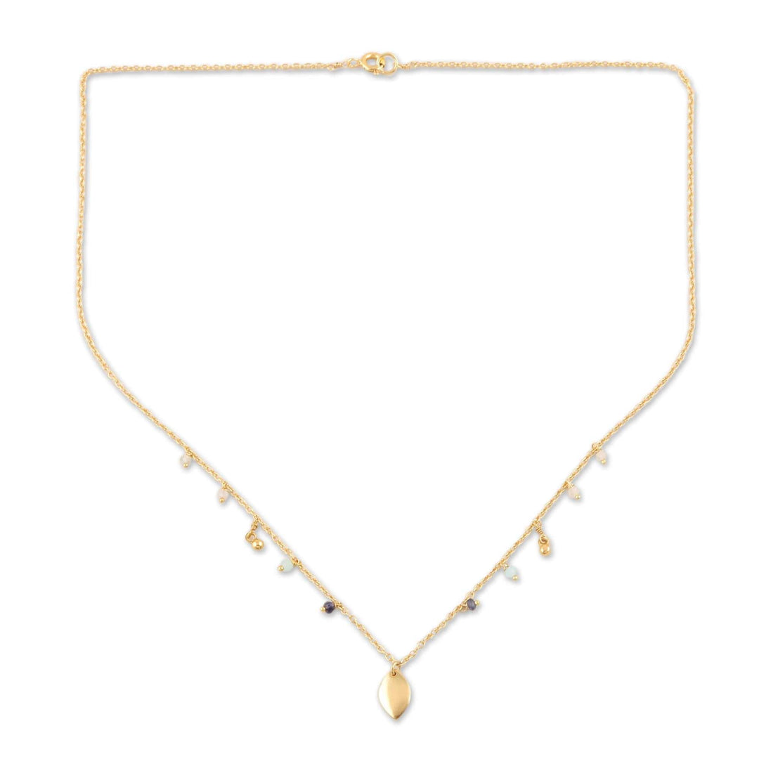 22k Gold Plated Chalcedony Pendant Necklace - Jhalana Joy