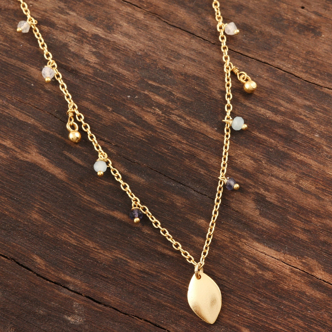 22k Gold Plated Chalcedony Pendant Necklace - Jhalana Joy