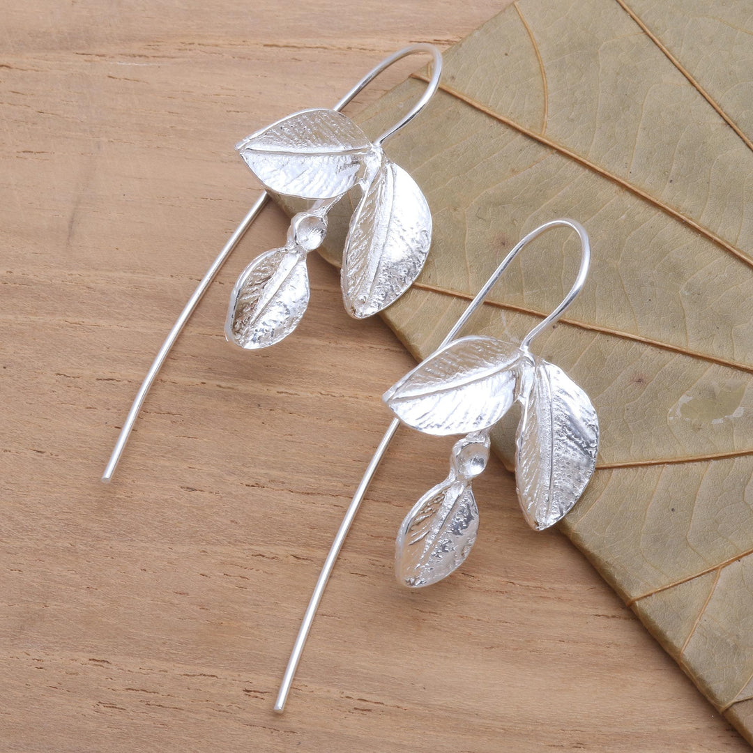 Triple Leaf Sterling Silver Drop Earrings - Triple Leaf