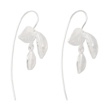 Triple Leaf Sterling Silver Drop Earrings - Triple Leaf