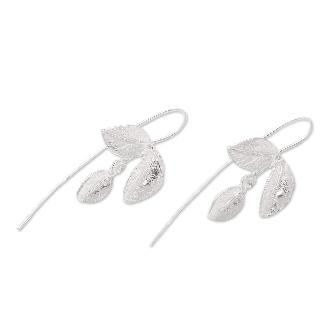 Triple Leaf Sterling Silver Drop Earrings - Triple Leaf