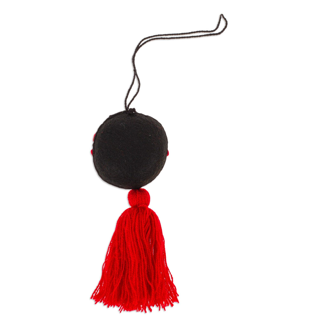 Frida Kahlo Embroidered Wool Ornament from Mexico - Frida's Crimson Heart