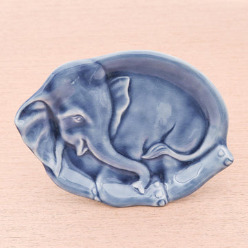 Elephant at Rest in Blue