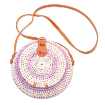 Stylish Purple and White Round Woven Shoulder Bag - Purple Target