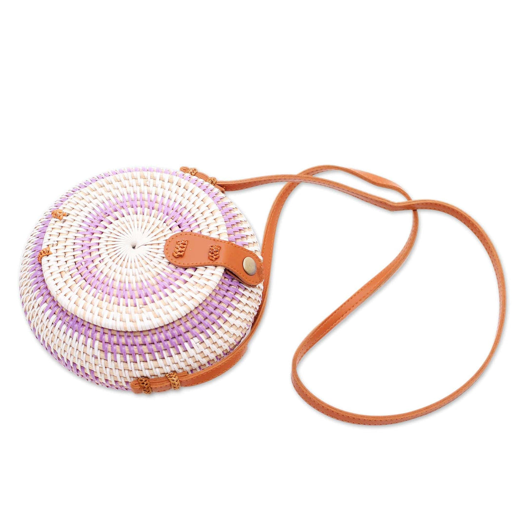 Stylish Purple and White Round Woven Shoulder Bag - Purple Target