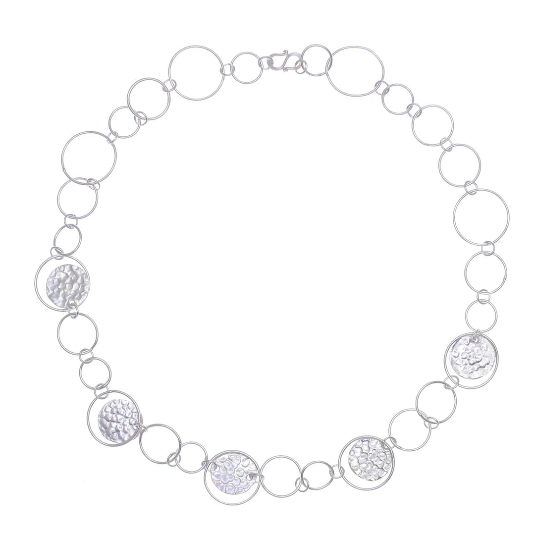 Stylish Hammered 950 Silver Link Necklace - Outer Galaxy