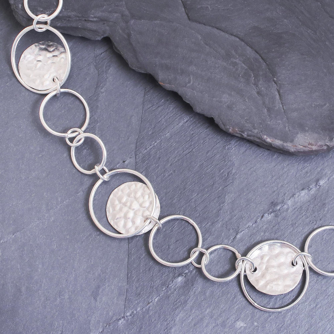 Stylish Hammered 950 Silver Link Necklace - Outer Galaxy