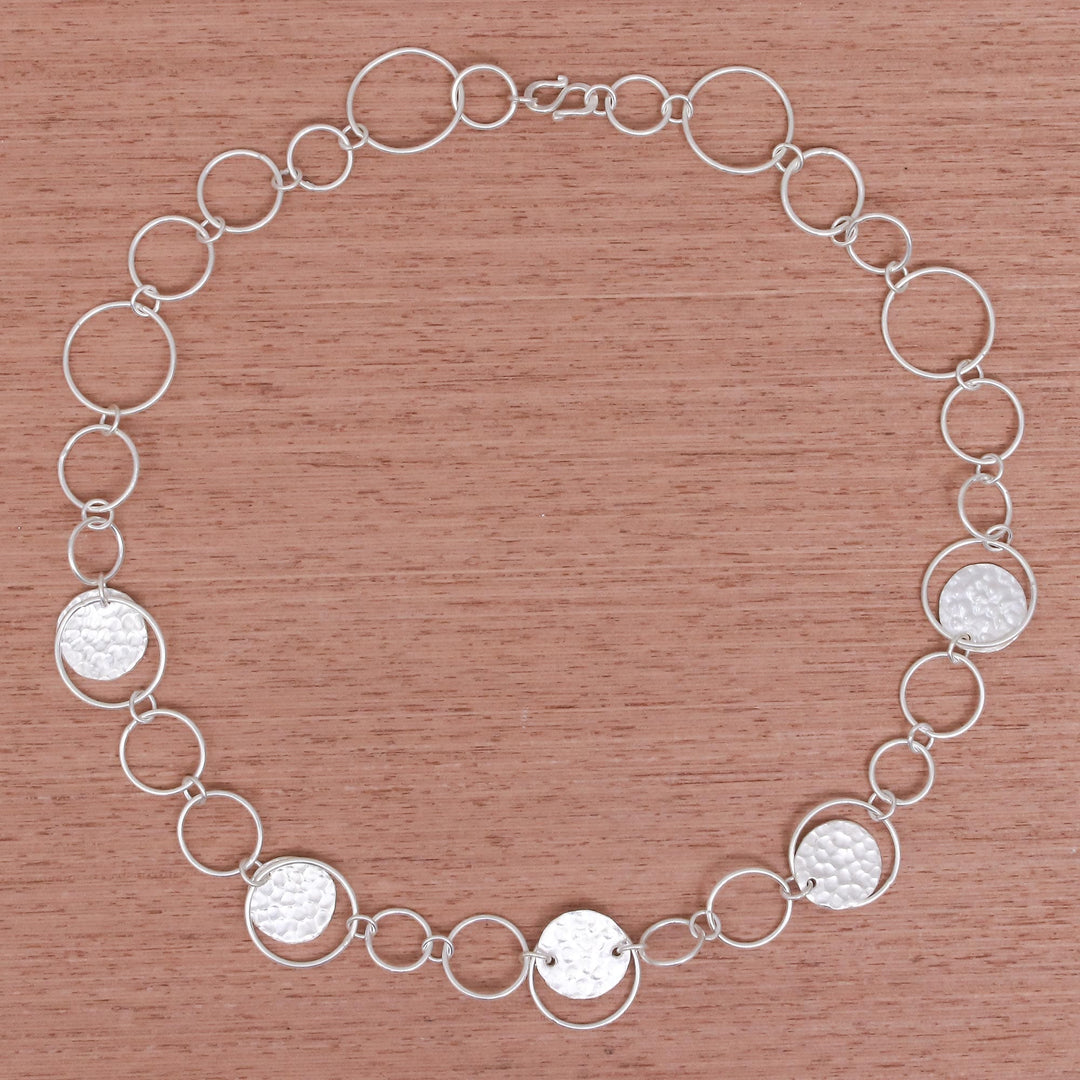 Stylish Hammered 950 Silver Link Necklace - Outer Galaxy