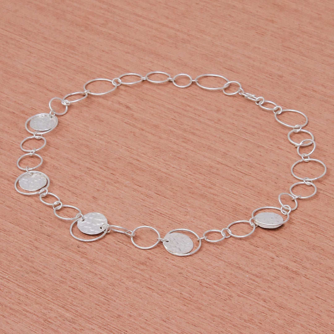 Stylish Hammered 950 Silver Link Necklace - Outer Galaxy
