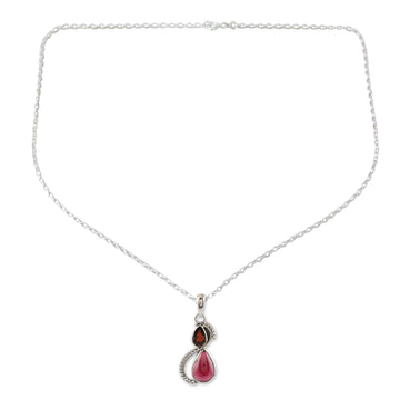 Two-Garnet Pendant Necklace from India - Fireglow