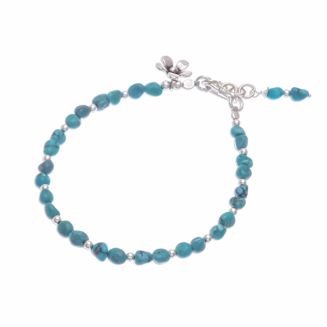 Sterling Silver and Reconstituted Turquoise Bracelet - Sea Flower