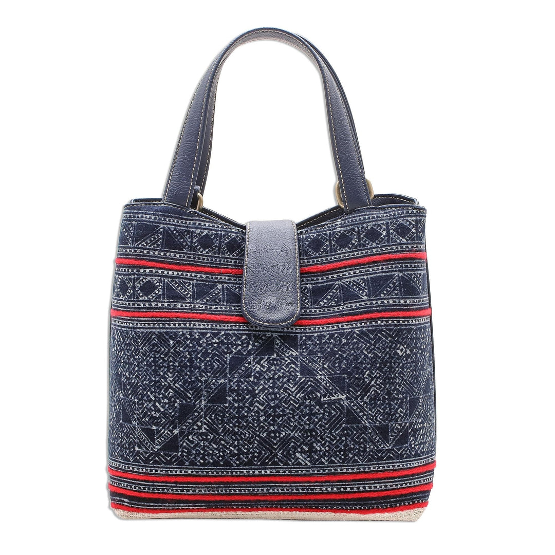 Hmong Batik Cotton Shoulder or Handbag - Hmong Blues