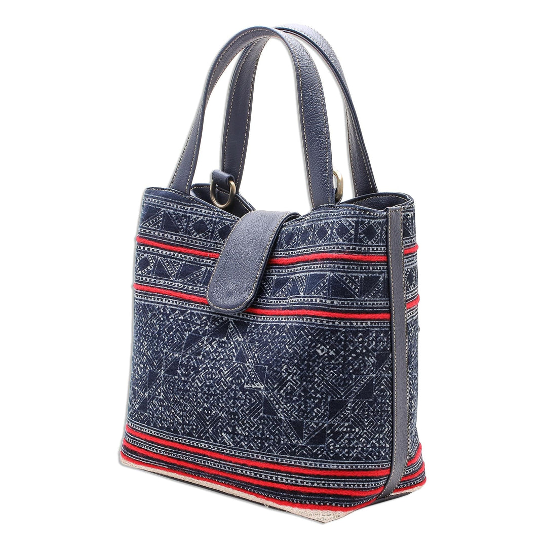 Hmong Batik Cotton Shoulder or Handbag - Hmong Blues