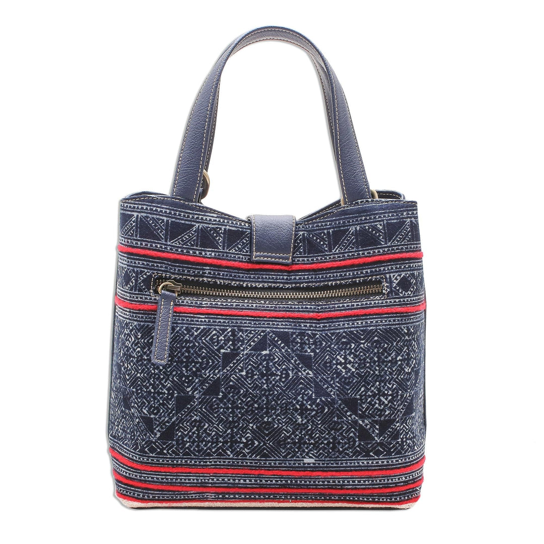 Hmong Batik Cotton Shoulder or Handbag - Hmong Blues