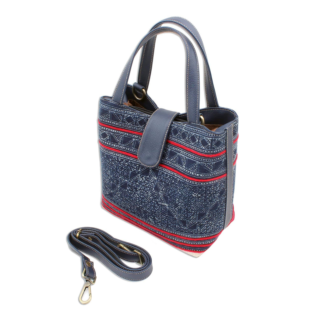 Hmong Batik Cotton Shoulder or Handbag - Hmong Blues