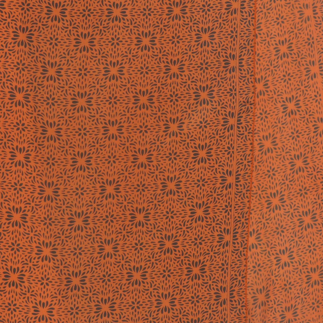 Handmade Silk Batik Scarf in Orange and Black - Aster Orange