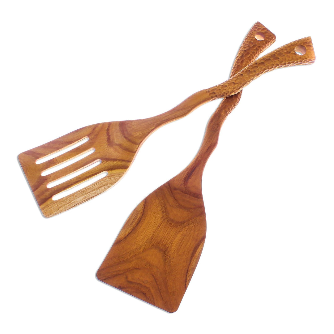 Food-Safe Hand Crafted Teak Wood Spatulas (2) - Kitchen Harmony