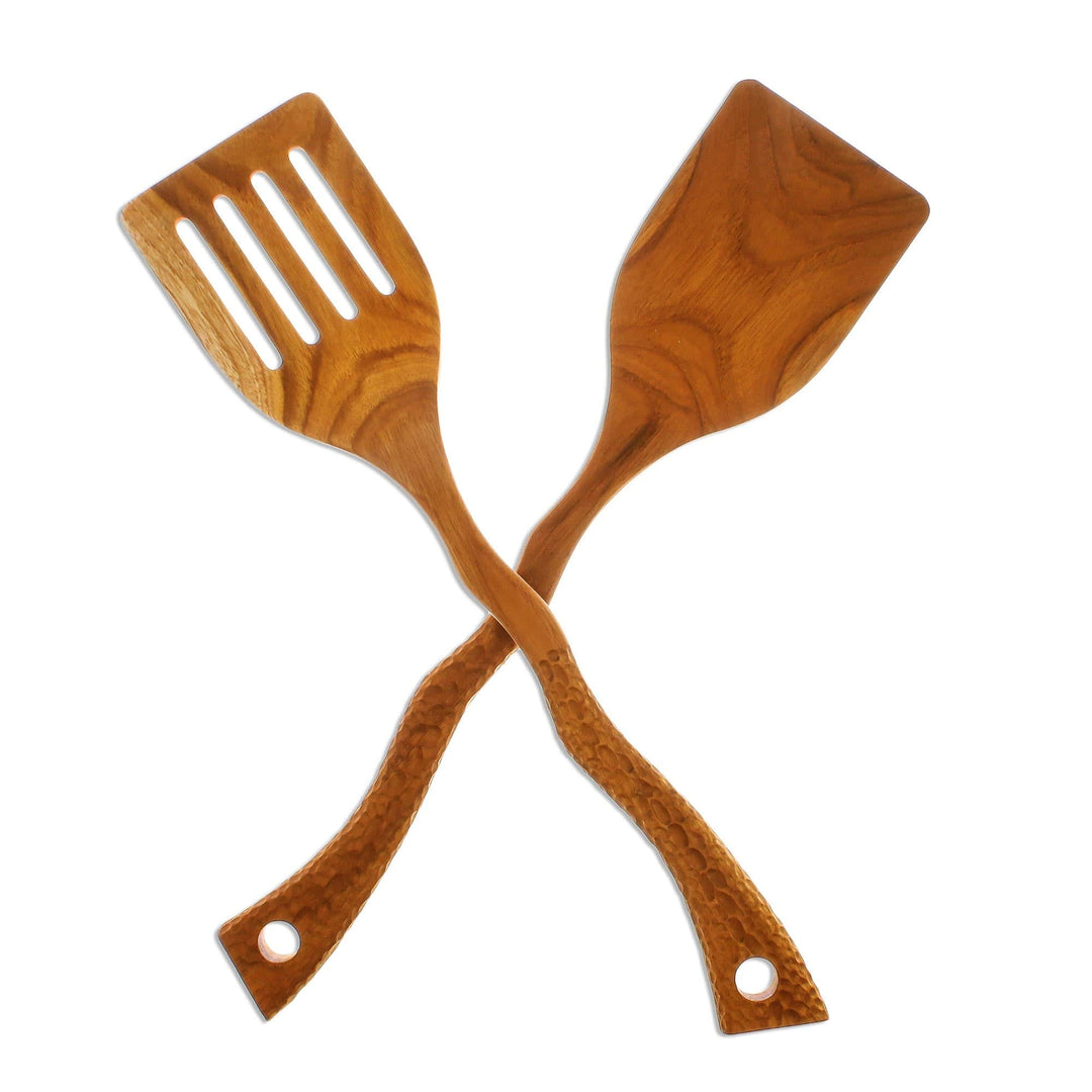 Food-Safe Hand Crafted Teak Wood Spatulas (2) - Kitchen Harmony