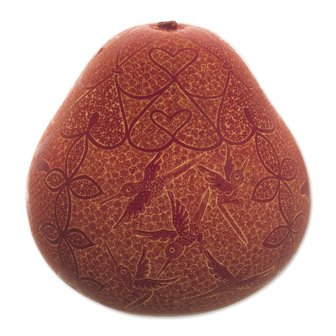 Engraved Dried Gourd Bird and Butterfly Figurine - Beauty on Wings